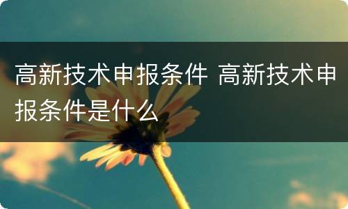高新技术申报条件 高新技术申报条件是什么
