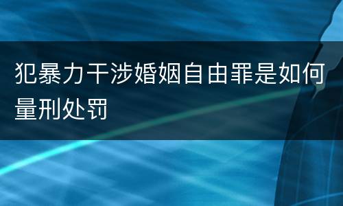犯暴力干涉婚姻自由罪是如何量刑处罚