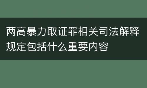 两高暴力取证罪相关司法解释规定包括什么重要内容