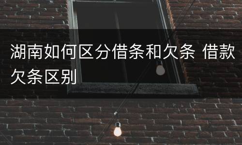 湖南如何区分借条和欠条 借款欠条区别