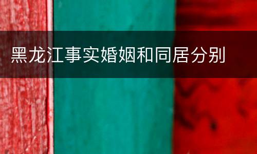 黑龙江事实婚姻和同居分别