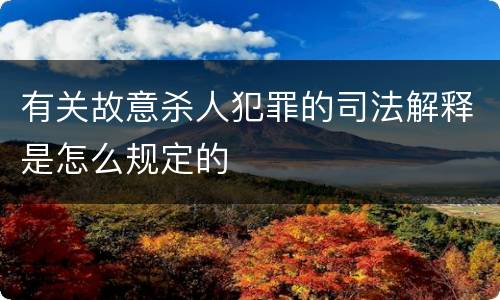 有关故意杀人犯罪的司法解释是怎么规定的