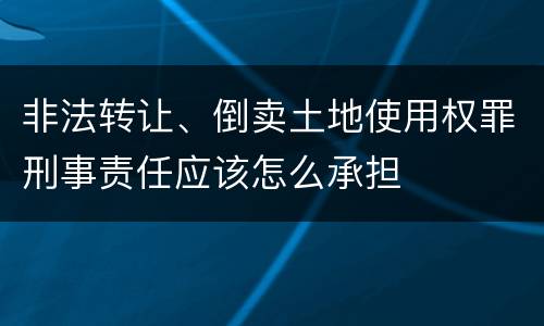 非法转让、倒卖土地使用权罪刑事责任应该怎么承担