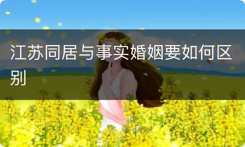 江苏同居与事实婚姻要如何区别