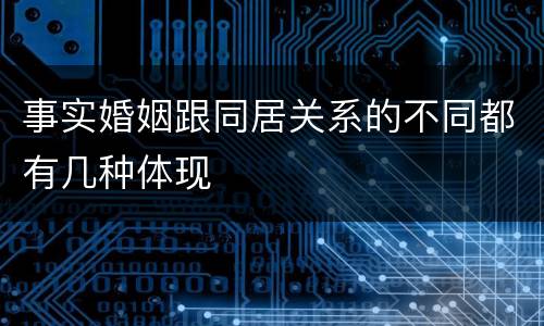 事实婚姻跟同居关系的不同都有几种体现