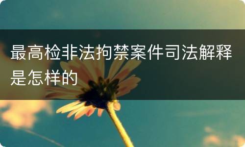 最高检非法拘禁案件司法解释是怎样的
