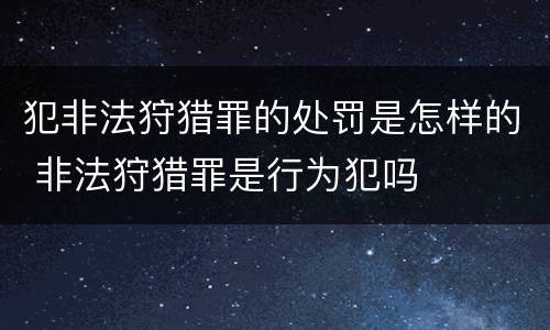 犯非法狩猎罪的处罚是怎样的 非法狩猎罪是行为犯吗