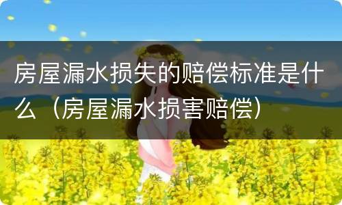 房屋漏水损失的赔偿标准是什么（房屋漏水损害赔偿）