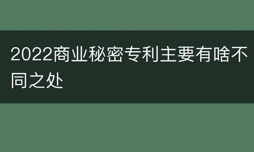 2022商业秘密专利主要有啥不同之处