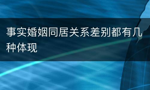 事实婚姻同居关系差别都有几种体现