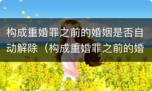 构成重婚罪之前的婚姻是否自动解除（构成重婚罪之前的婚姻是否自动解除关系）