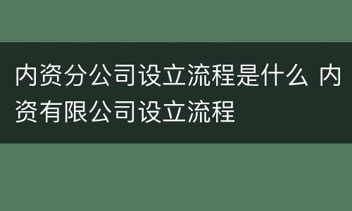 内资分公司设立流程是什么 内资有限公司设立流程