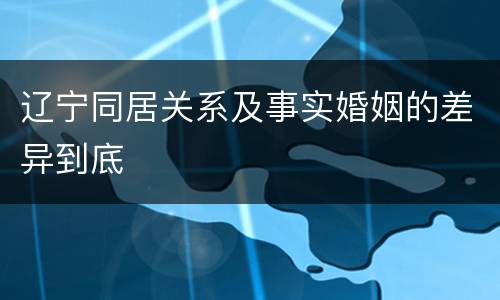 辽宁同居关系及事实婚姻的差异到底