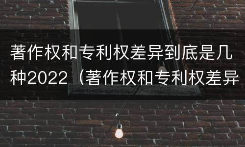 著作权和专利权差异到底是几种2022（著作权和专利权差异到底是几种2022年的）