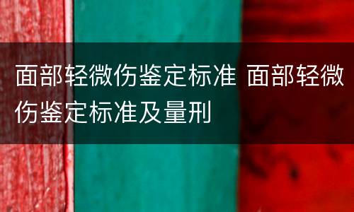 面部轻微伤鉴定标准 面部轻微伤鉴定标准及量刑