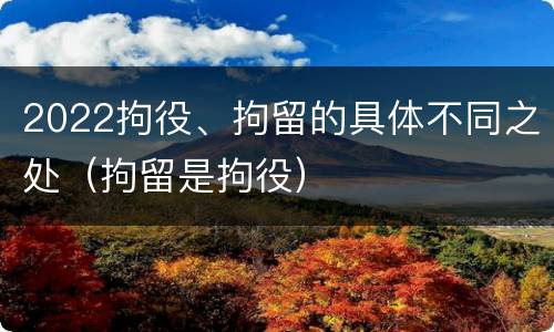 2022拘役、拘留的具体不同之处（拘留是拘役）