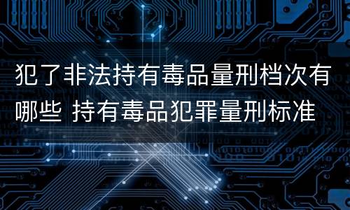 犯了非法持有毒品量刑档次有哪些 持有毒品犯罪量刑标准