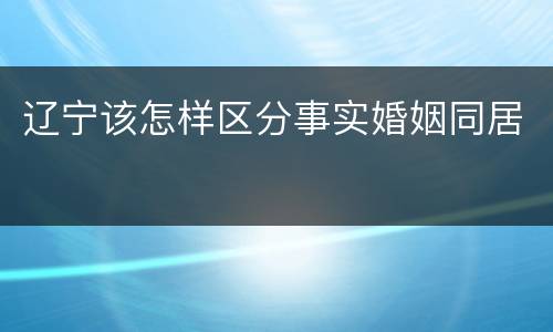 辽宁该怎样区分事实婚姻同居