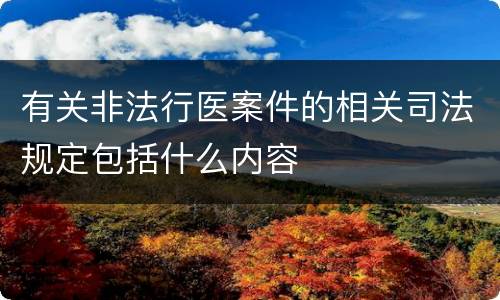 有关非法行医案件的相关司法规定包括什么内容