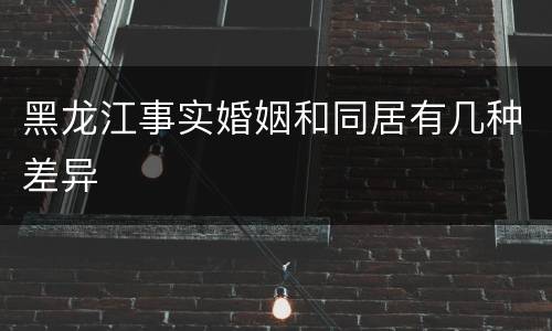 黑龙江事实婚姻和同居有几种差异