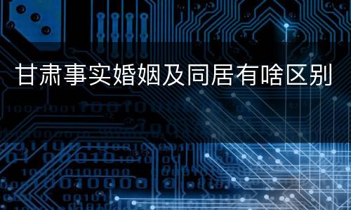 甘肃事实婚姻及同居有啥区别