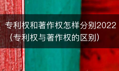专利权和著作权怎样分别2022（专利权与著作权的区别）