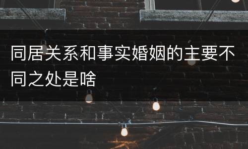 同居关系和事实婚姻的主要不同之处是啥