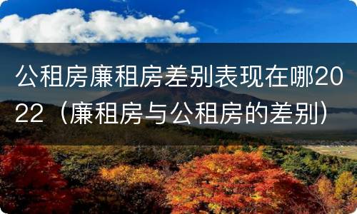 公租房廉租房差别表现在哪2022（廉租房与公租房的差别）