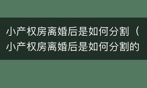 小产权房离婚后是如何分割（小产权房离婚后是如何分割的）