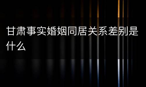 甘肃事实婚姻同居关系差别是什么