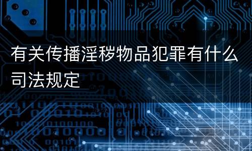 有关传播淫秽物品犯罪有什么司法规定