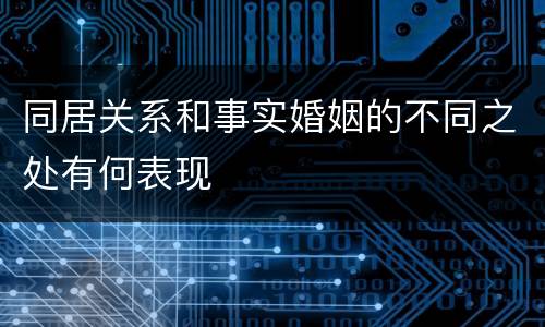 同居关系和事实婚姻的不同之处有何表现