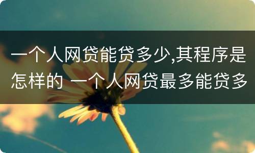 一个人网贷能贷多少,其程序是怎样的 一个人网贷最多能贷多少