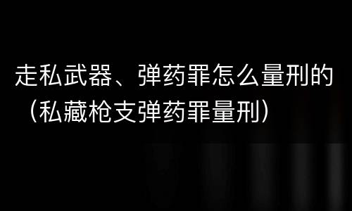 走私武器、弹药罪怎么量刑的（私藏枪支弹药罪量刑）