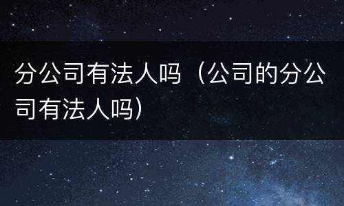 分公司有法人吗（公司的分公司有法人吗）