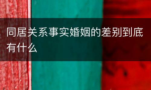 同居关系事实婚姻的差别到底有什么