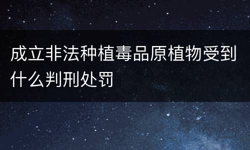 成立非法种植毒品原植物受到什么判刑处罚