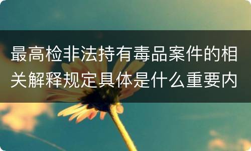 最高检非法持有毒品案件的相关解释规定具体是什么重要内容