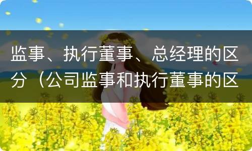 监事、执行董事、总经理的区分（公司监事和执行董事的区别）