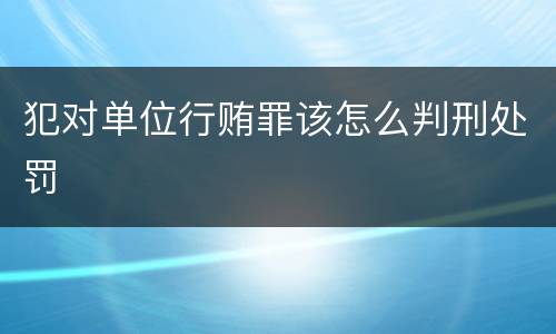 犯对单位行贿罪该怎么判刑处罚