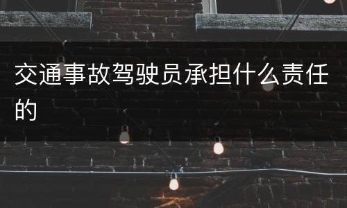 交通事故驾驶员承担什么责任的