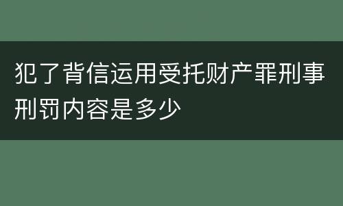 犯了背信运用受托财产罪刑事刑罚内容是多少