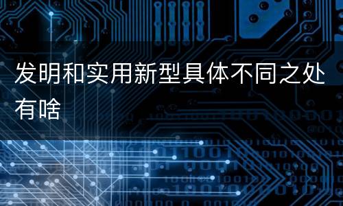 发明和实用新型具体不同之处有啥