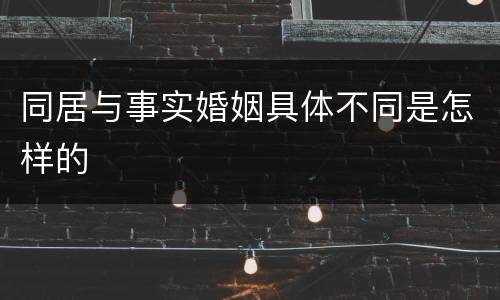 同居与事实婚姻具体不同是怎样的