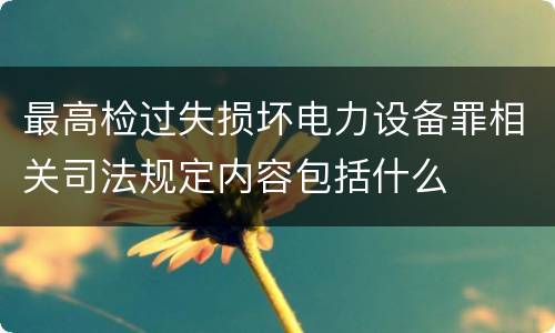 最高检过失损坏电力设备罪相关司法规定内容包括什么