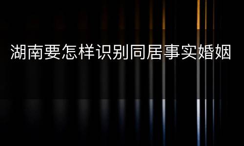 湖南要怎样识别同居事实婚姻