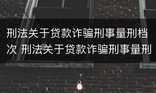 刑法关于贷款诈骗刑事量刑档次 刑法关于贷款诈骗刑事量刑档次的解释