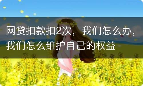 网贷扣款扣2次，我们怎么办，我们怎么维护自己的权益