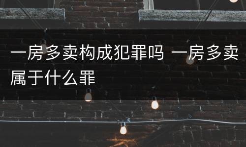 一房多卖构成犯罪吗 一房多卖属于什么罪