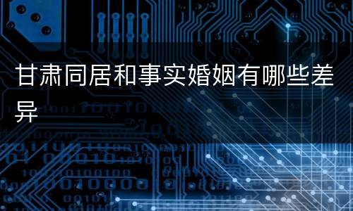 甘肃同居和事实婚姻有哪些差异